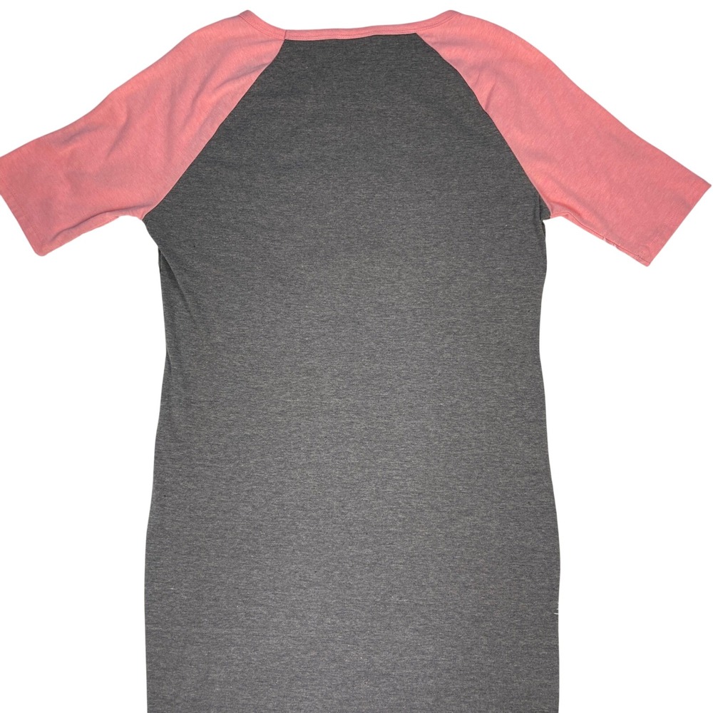 NWT LuLaRoe Julia Dress M Grey Pink Raglan Sleeve Knee Length Sheath - Picture 4 of 7